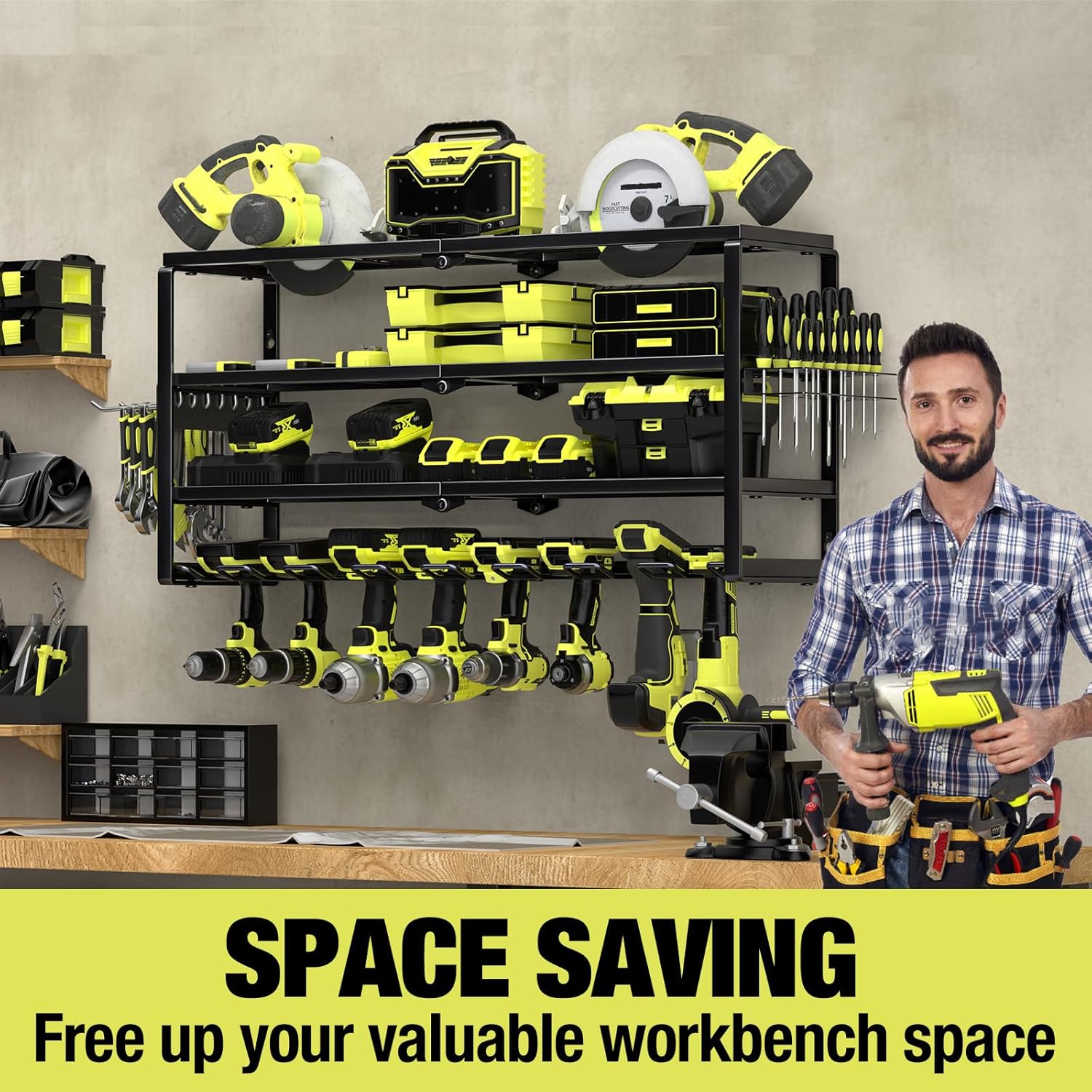 4 Layer Wall Mount Power Tool  - Power Tools Storage 评论和价格