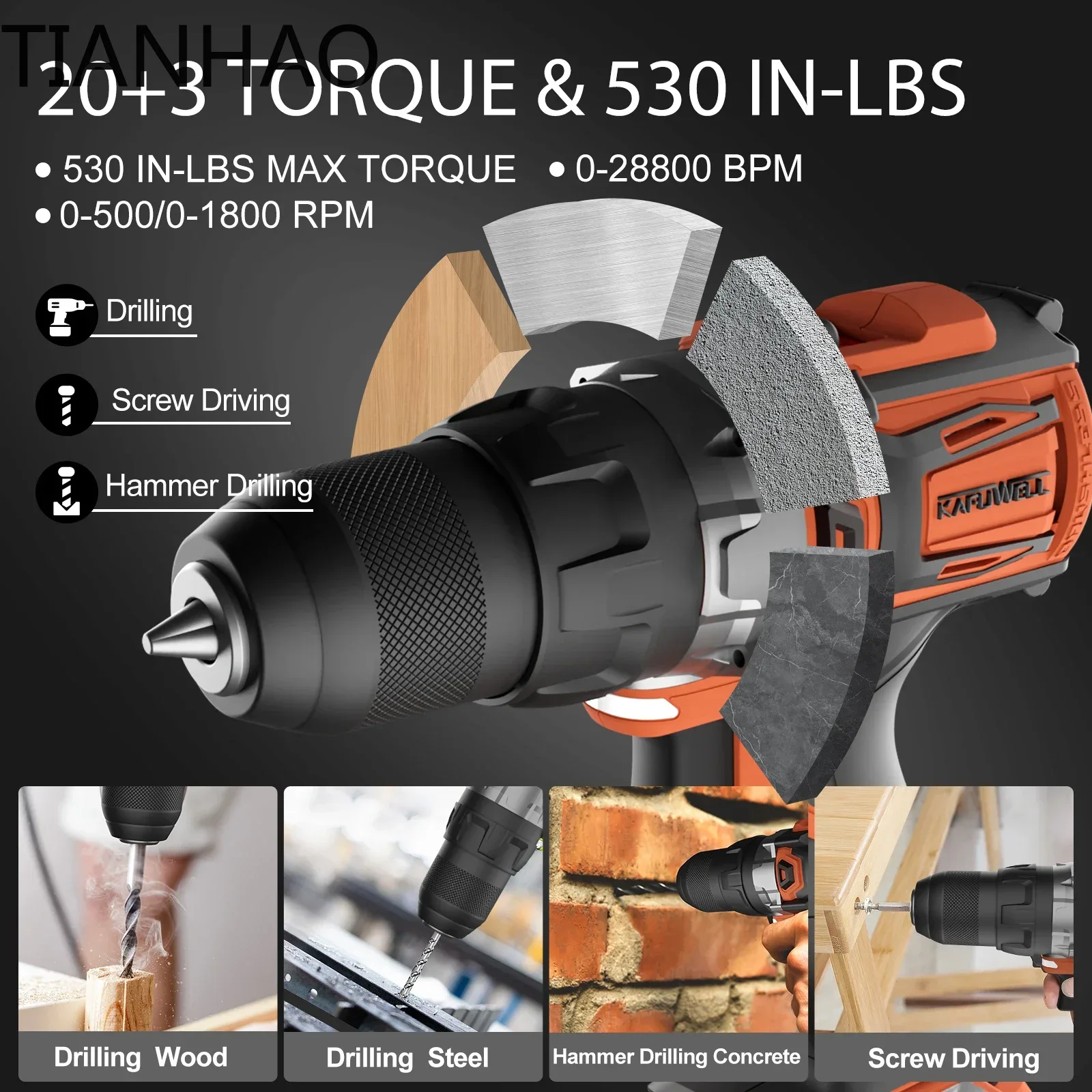 KAFUWELL PA4500 72H 20V Cordle - Power Tools Combo Kits 评论和价格